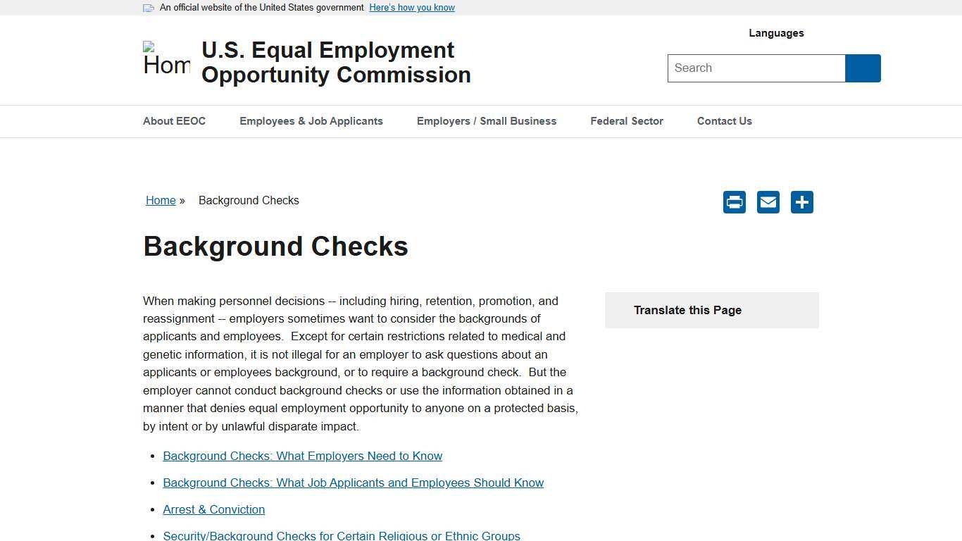 Background Checks | U.S. Equal Employment Opportunity Commission